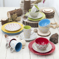 16PCS Dinner Set Red Glaze avec DOT Design